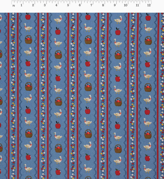 Farmhouse Stripe Canvas Fabric - Blue