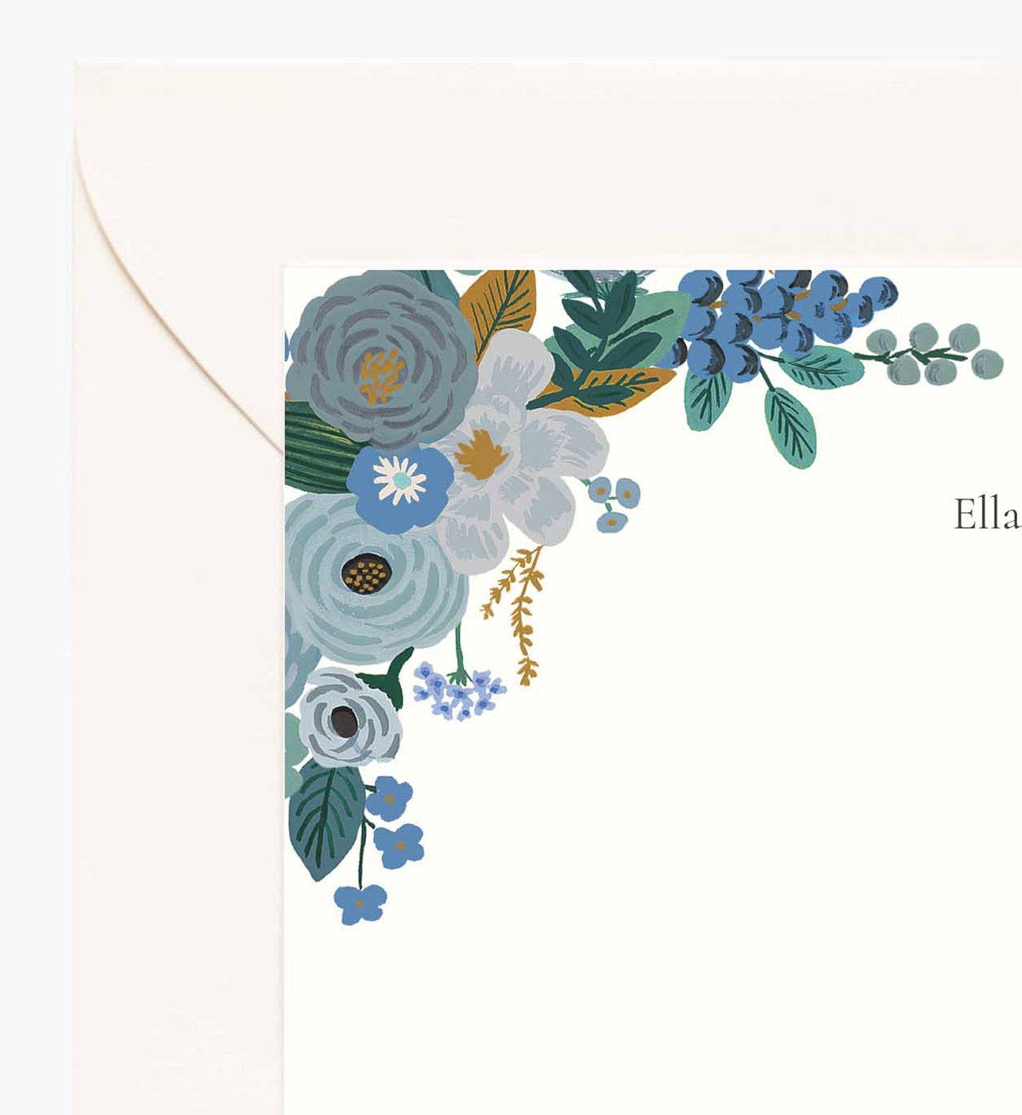 Floral Personalized Stationery - Garden Party Blue
