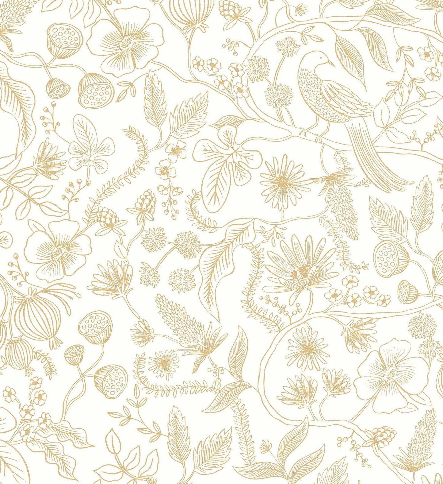 Aviary Peel & Stick Wallpaper - Metallic Gold & Cream