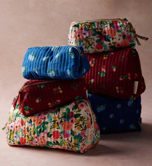 Quilted Small Cosmetic Pouch - Ditsy Hydrangea
