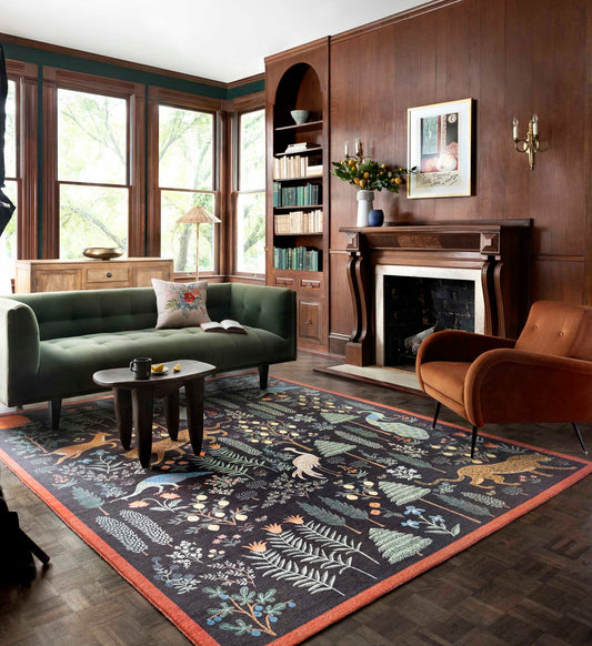 Menagerie Les Fauves Printed Rug - Black