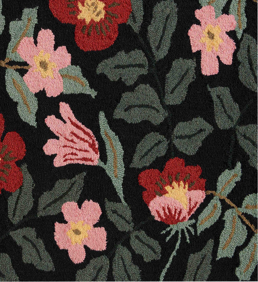 Minnie Primrose Wool-Hooked Rug - Black Multi