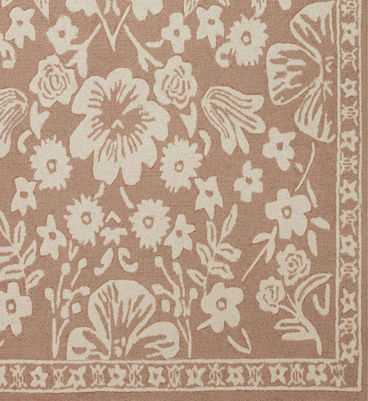 Arboretum Rose Garden Wool-Hooked Rug - Rust