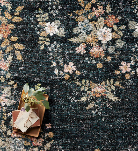 Laurel Strawberry Fields Medallion Power Loomed Rug - Navy