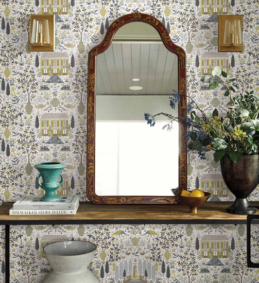 Camont Wallpaper - Linen & Metallic Gold