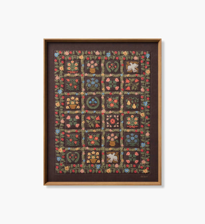 Framed Wall Art - Helena Quilt Brown - Premium Design Accessory