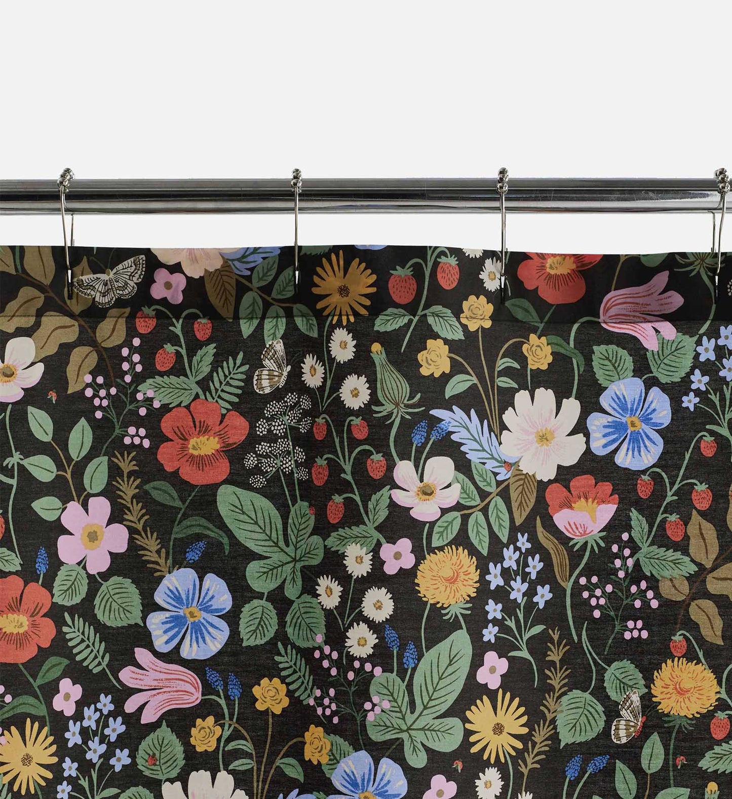 Percale Shower Curtain - Strawberry Fields Black - Premium Design Accessory
