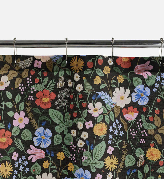 Percale Shower Curtain - Strawberry Fields Black - Premium Design Accessory