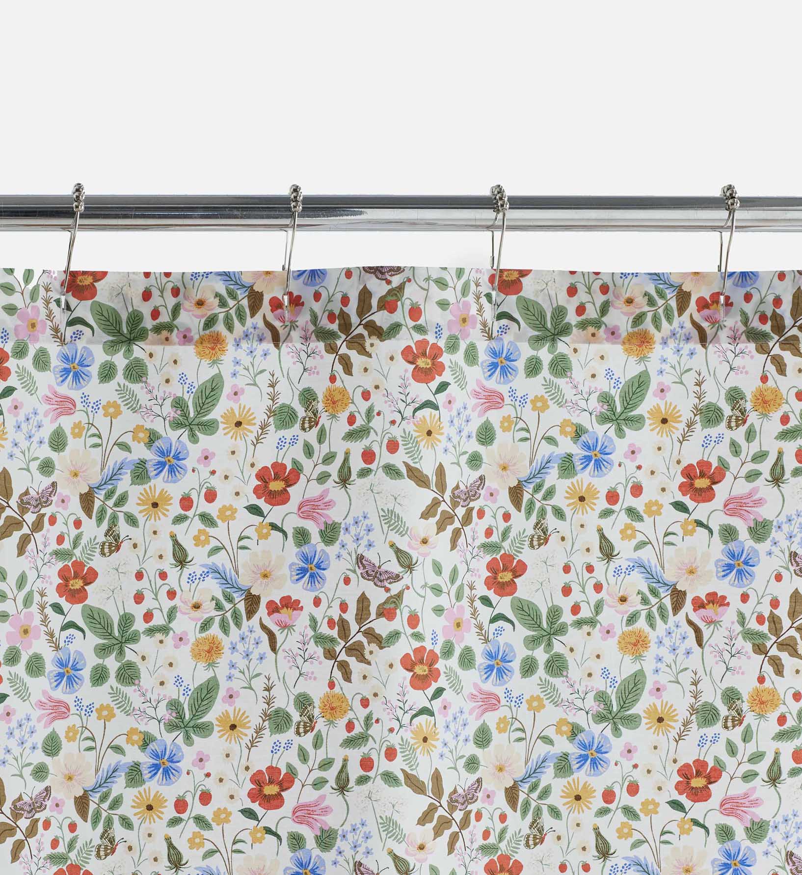 Percale Shower Curtain - Strawberry Fields White - Premium Design Accessory