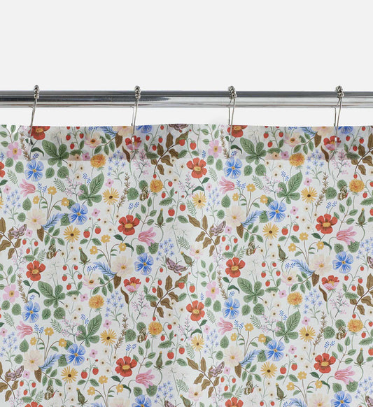 Percale Shower Curtain - Strawberry Fields White - Premium Design Accessory