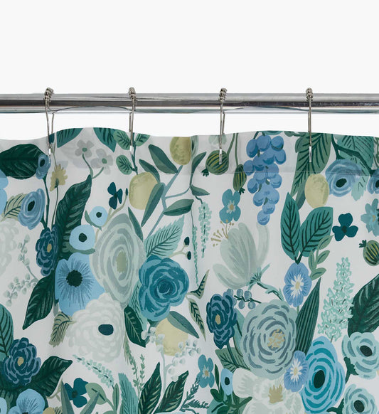 Percale Shower Curtain - Garden Party Blue - Premium Design Accessory