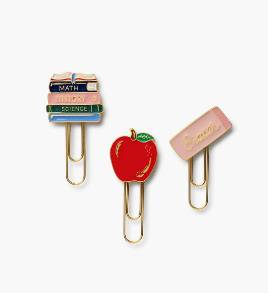 Enamel Paper Clip Set - Schoolhouse - Enamel Paper Clips