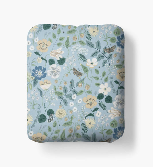 Percale Fitted Sheet - Strawberry Fields Slate - Premium Design Accessory