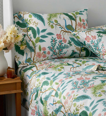 Sateen Fitted Sheet - Peacock White