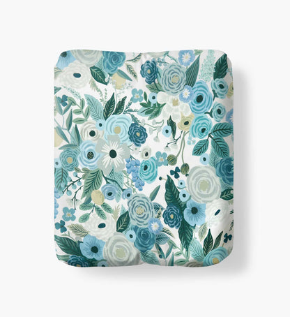 Percale Fitted Sheet - Garden Party Blue - Premium Design Accessory