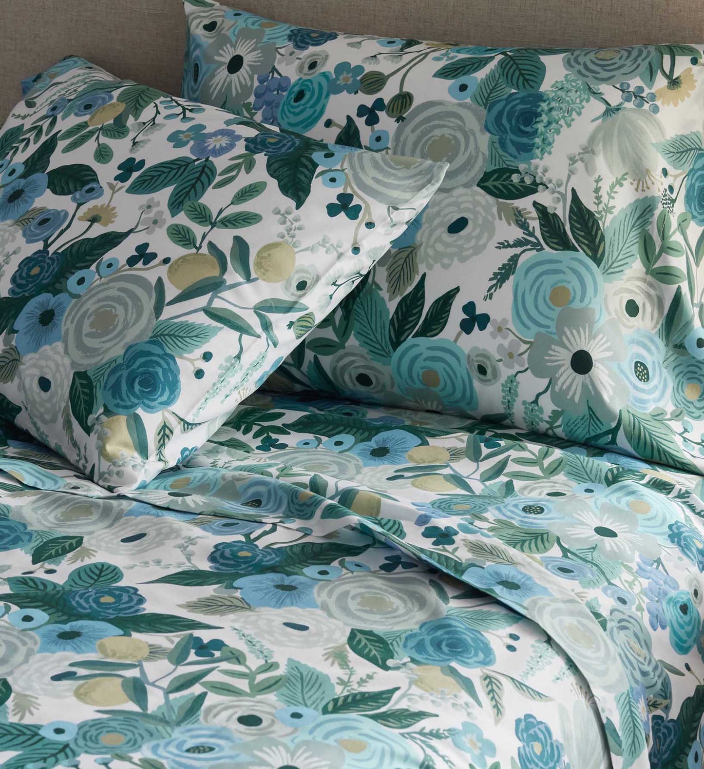 Percale Flat Sheet - Garden Party Blue
