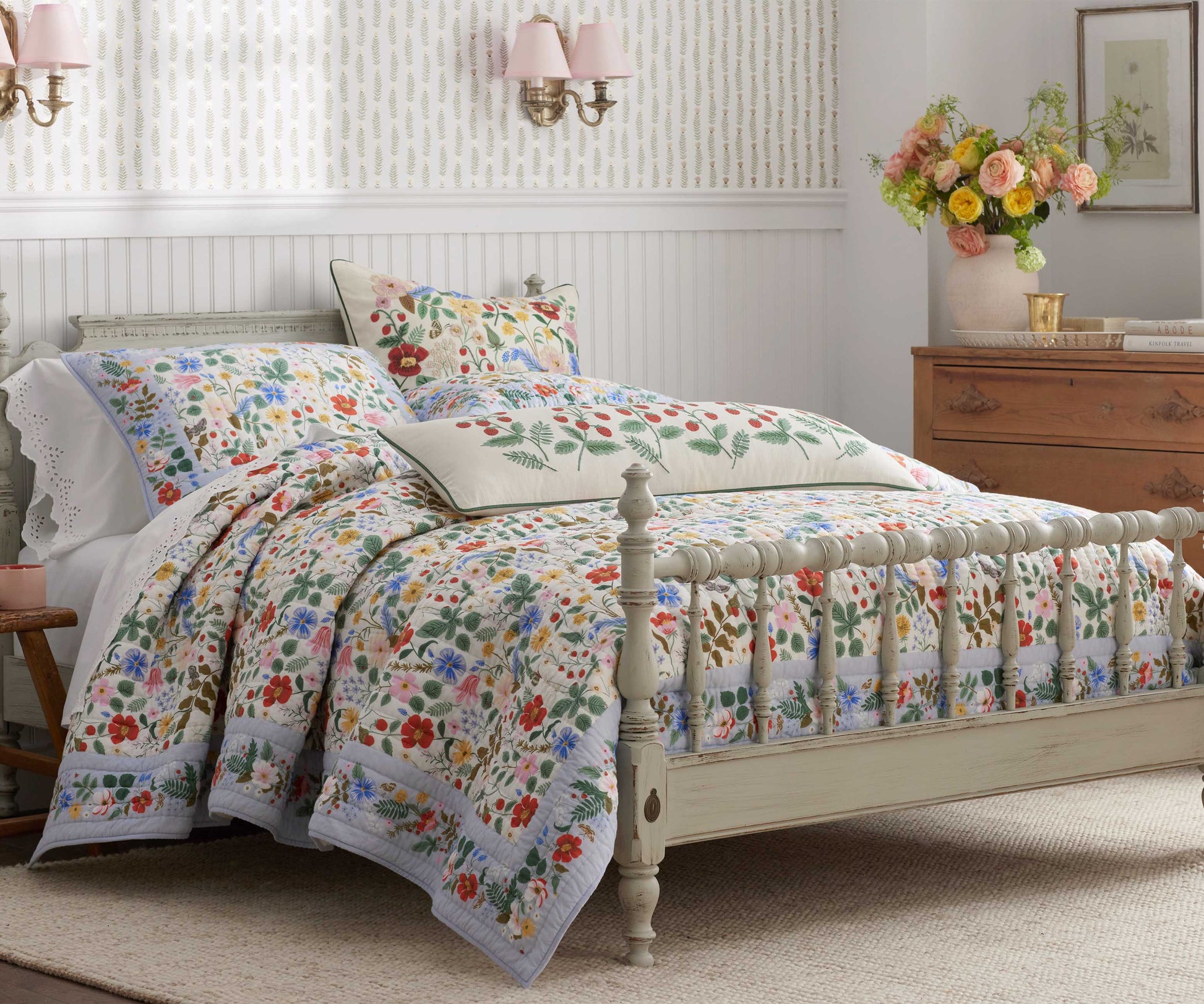 Cotton Quilted Sham - Strawberry Fields