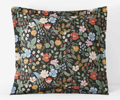 Percale Sham - Strawberry Fields Black