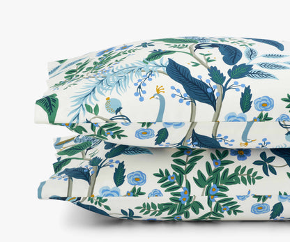Sateen Pillowcases - Peacock Ivory - Embroidered Throw Pillow