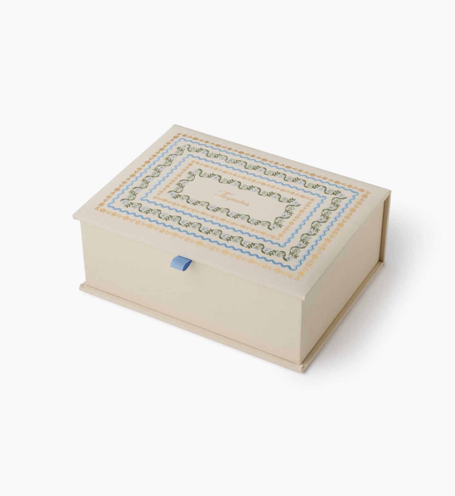 Large Embroidered Keepsake Box - Delphine - Embroidered Keepsake
