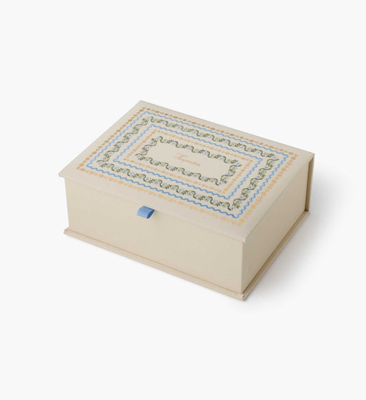 Large Embroidered Keepsake Box - Delphine - Embroidered Keepsake