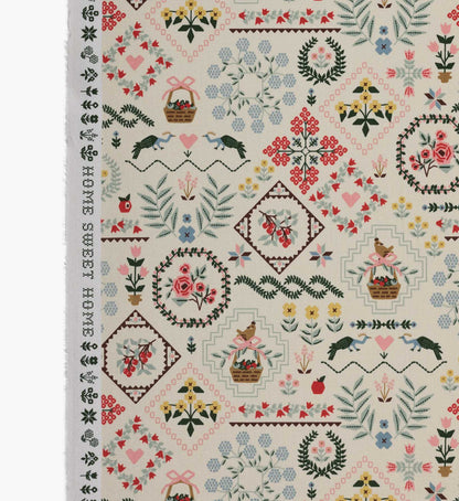 Heritage Sampler Canvas Fabric - Linen