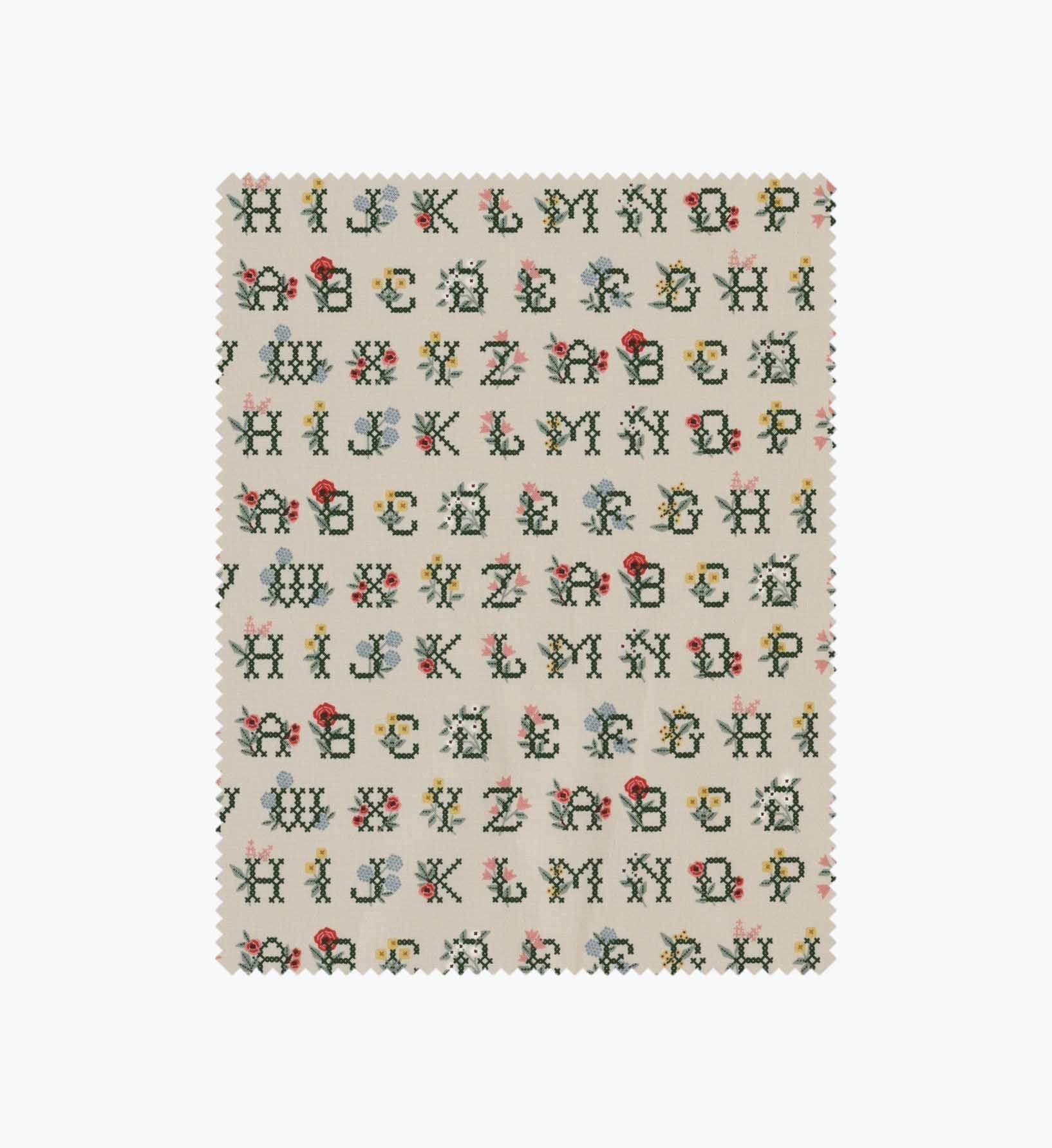 Cross Stitch Letters Cotton Fabric - Linen - Embroidered Wall Cross
