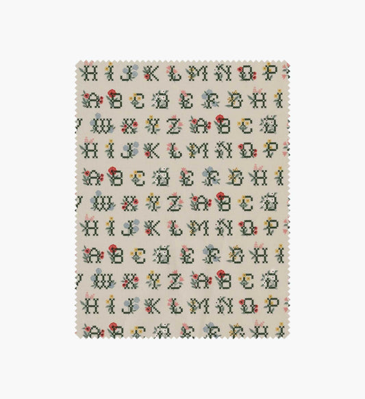 Cross Stitch Letters Cotton Fabric - Linen - Embroidered Wall Cross