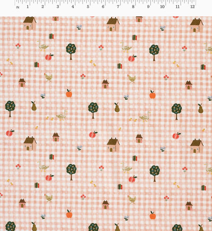 Farmhouse Gingham Cotton Fabric - Pink