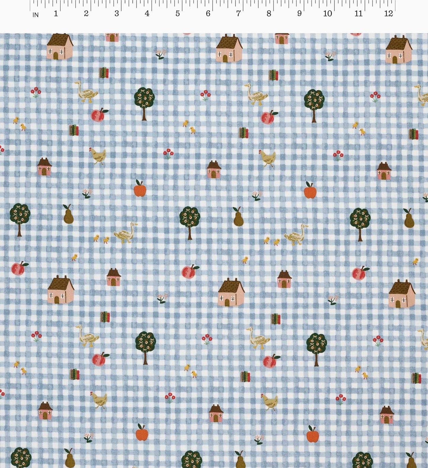 Farmhouse Gingham Cotton Fabric - Blue