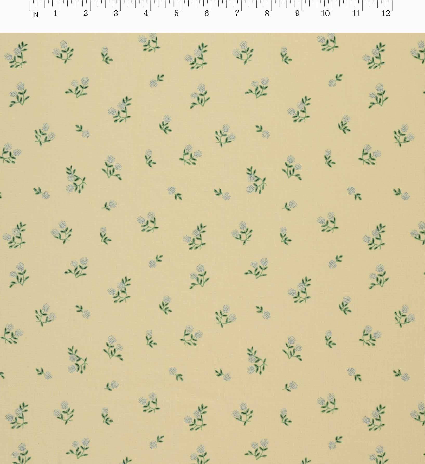 Ditsy Hydrangea Cotton Fabric - Butter