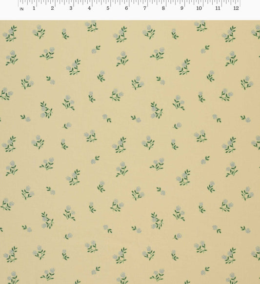 Ditsy Hydrangea Cotton Fabric - Butter