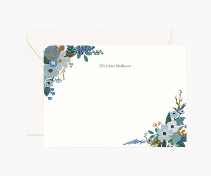 Floral Personalized Stationery  - Garden Party Blue - Premium Design Accessory