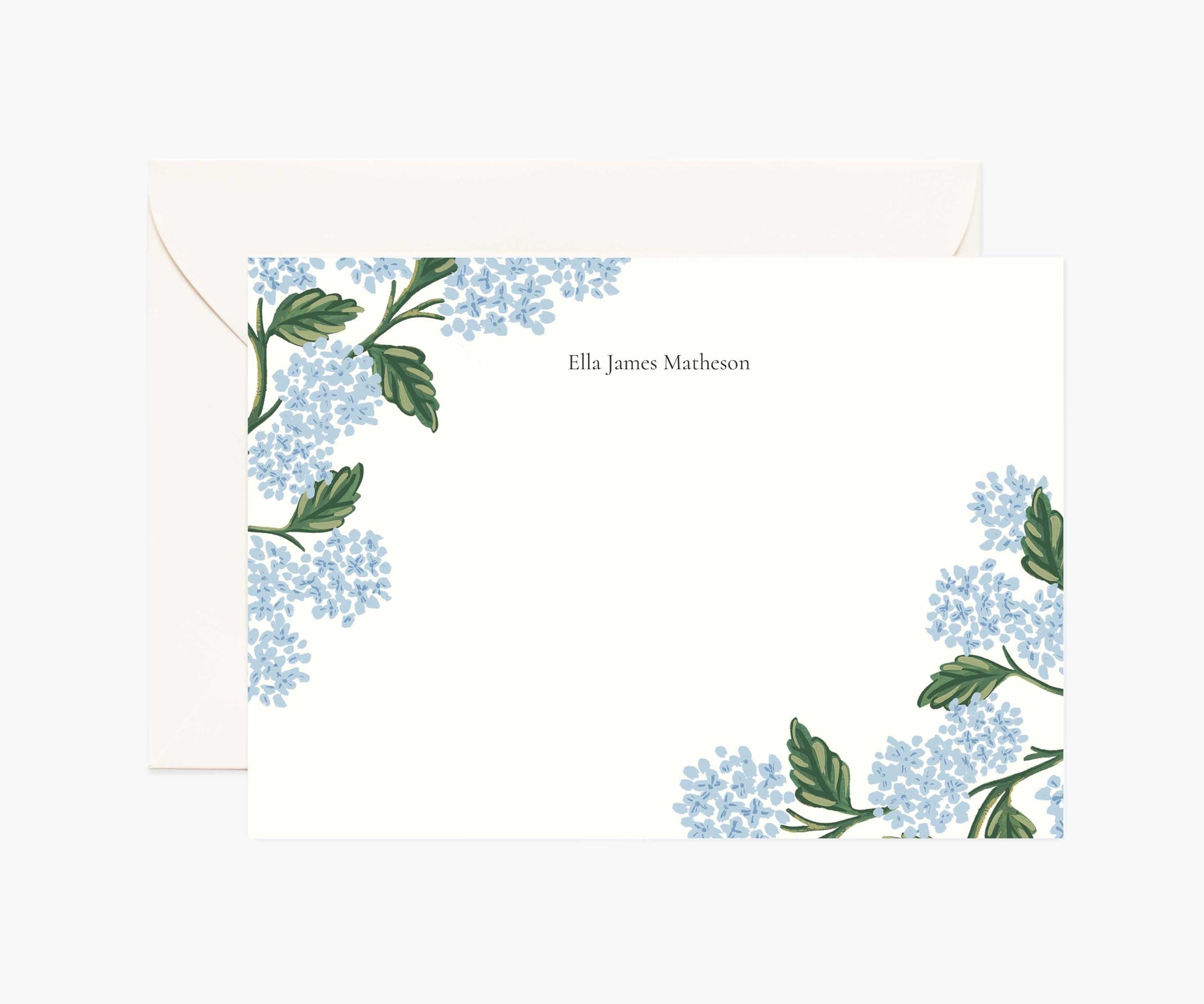 Floral Personalized Stationery  - Hydrangea Blue - Premium Design Accessory