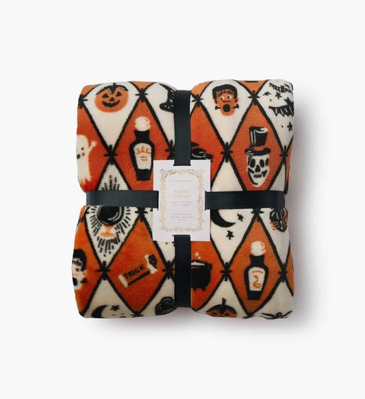 Fleece Blanket - Halloween Argyle - Woven Cotton Blanket