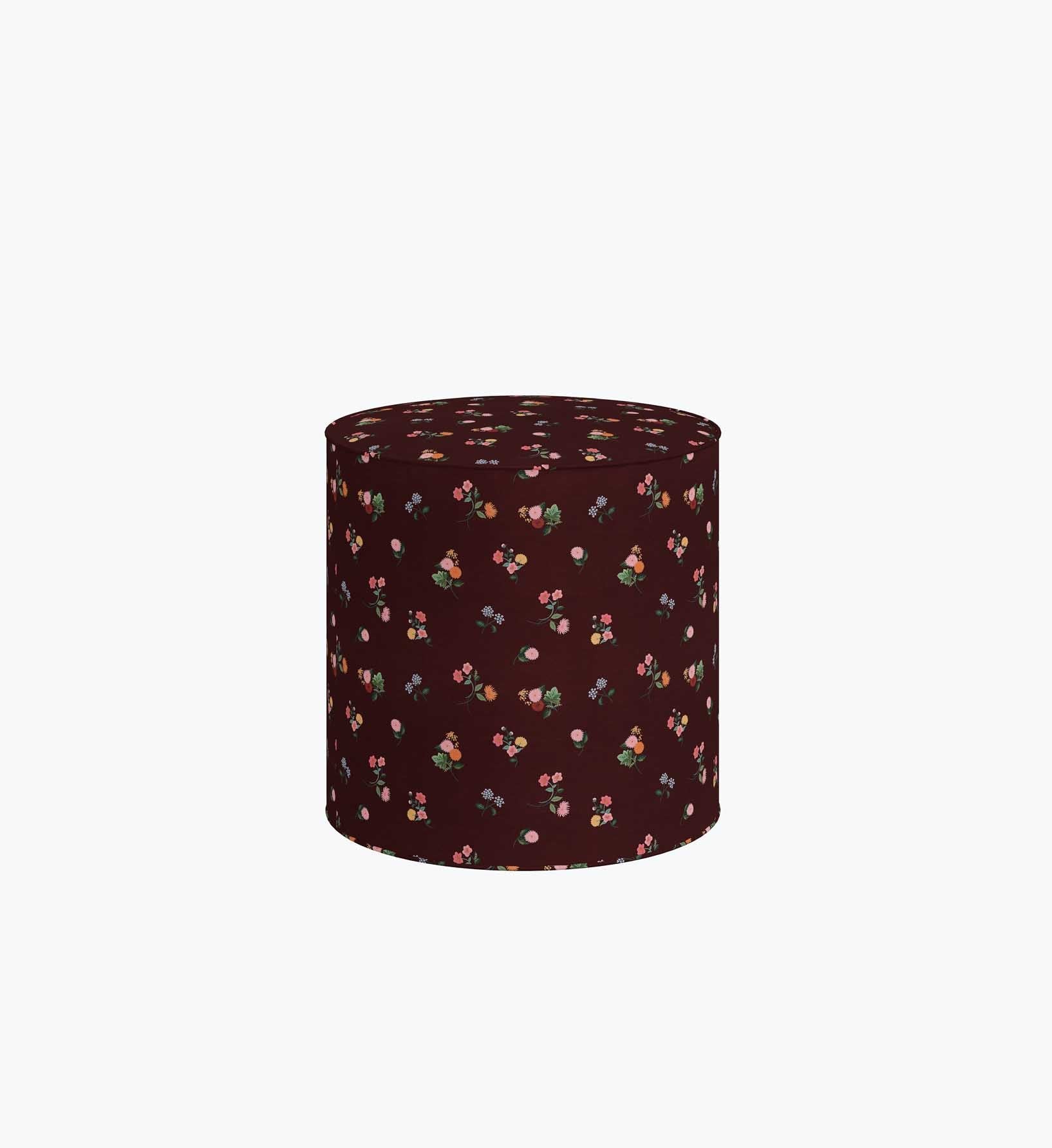 Billie Ottoman - Ditsy Dahlia Burgundy - Premium Design Accessory