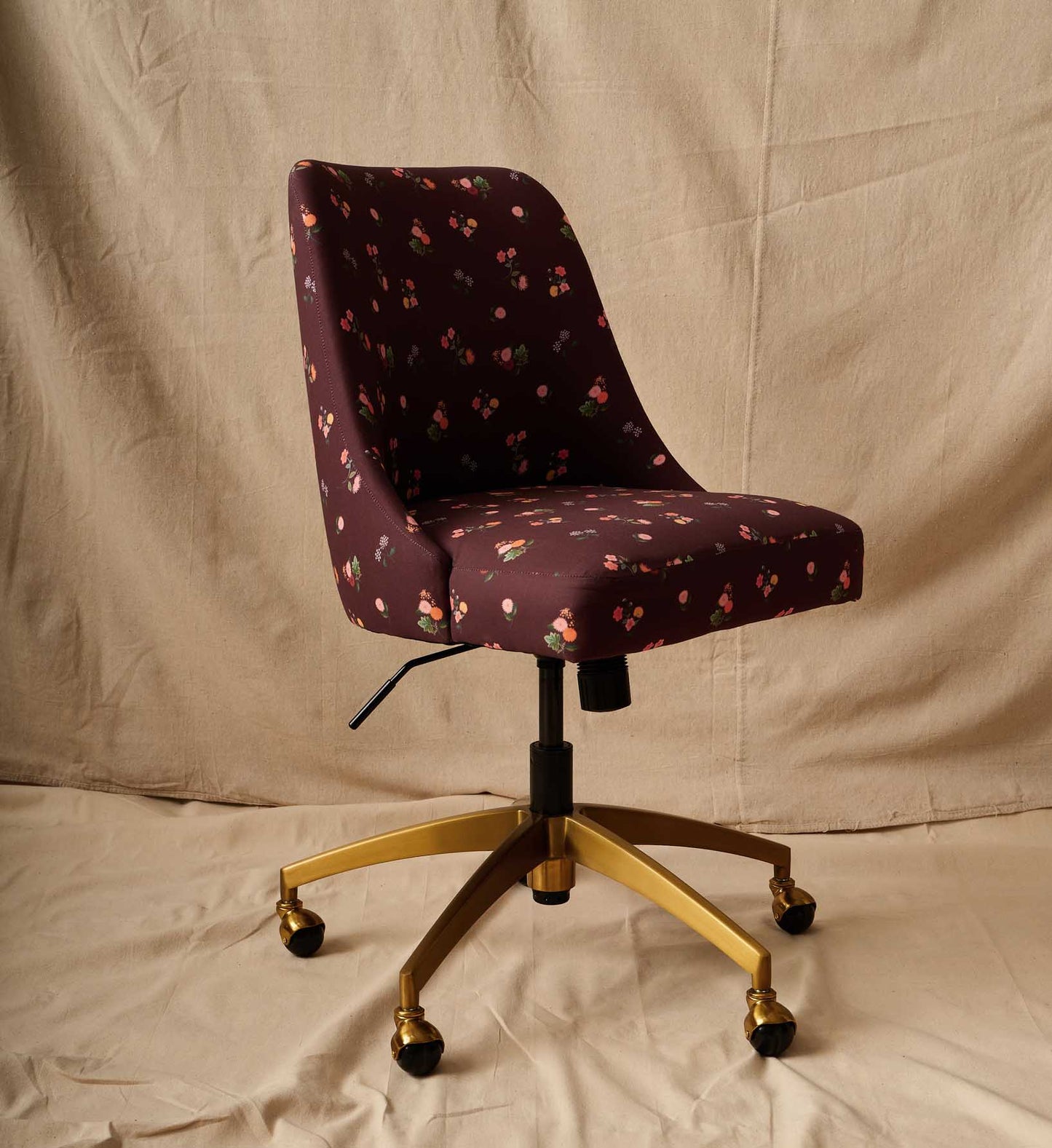 Oxford Desk Chair - Ditsy Dahlia Burgundy