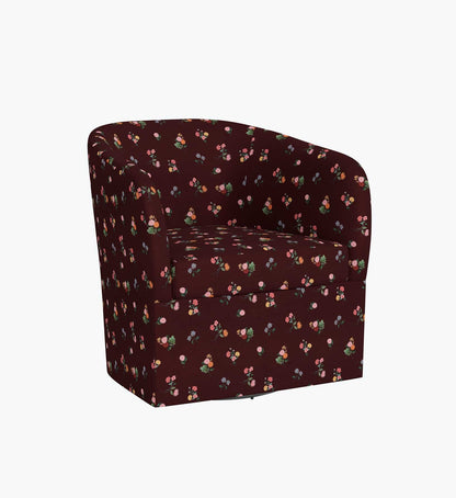 Pembroke Swivel Chair - Ditsy Dahlia Burgundy - Premium Design Accessory