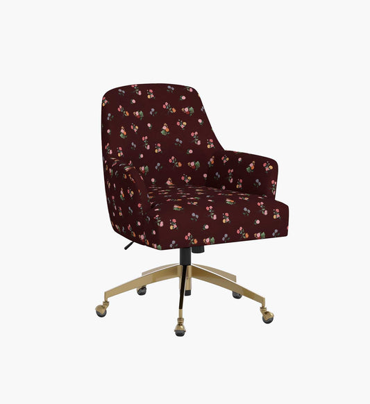 Cambridge Desk Chair - Ditsy Dahlia Burgundy - Premium Design Accessory