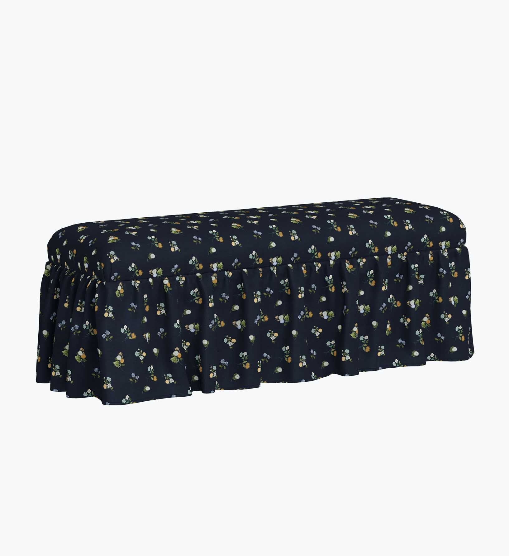 Surrey Dining Bench - Ditsy Dahlia Navy - Premium Design Accessory