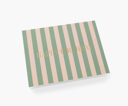Cabana Stripe Birthday Card - Single Card