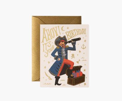 Pirate Birthday Card - Single Card - Greeting Card with Envelope