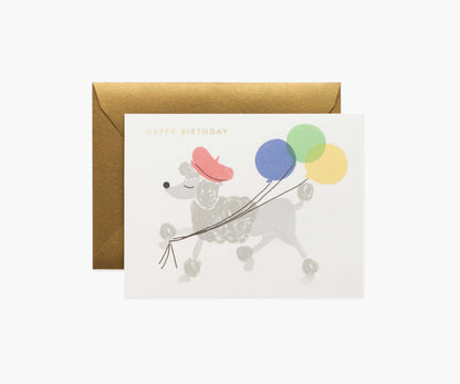 French Poodle Birthday Card - Single Card - Greeting Card with Envelope