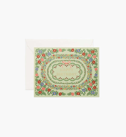 Rosette Birthday Card - Single Card - Greeting Card with Envelope