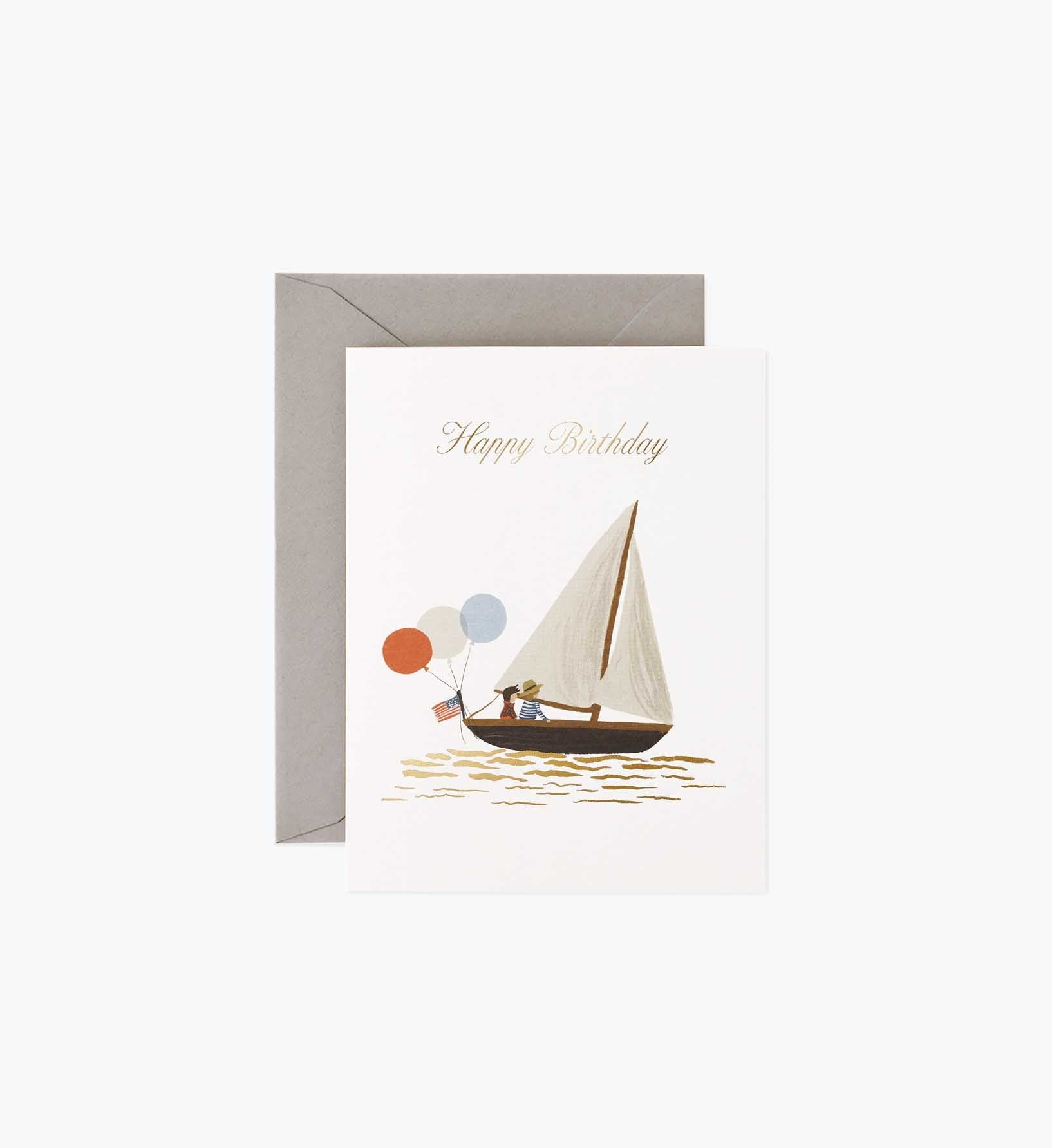 Sailboat Birthday Card - Single Card - Greeting Card with Envelope