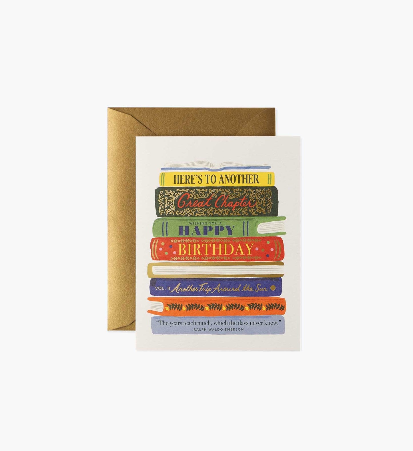 Book Stack Birthday Card - Single Card - Greeting Card with Envelope