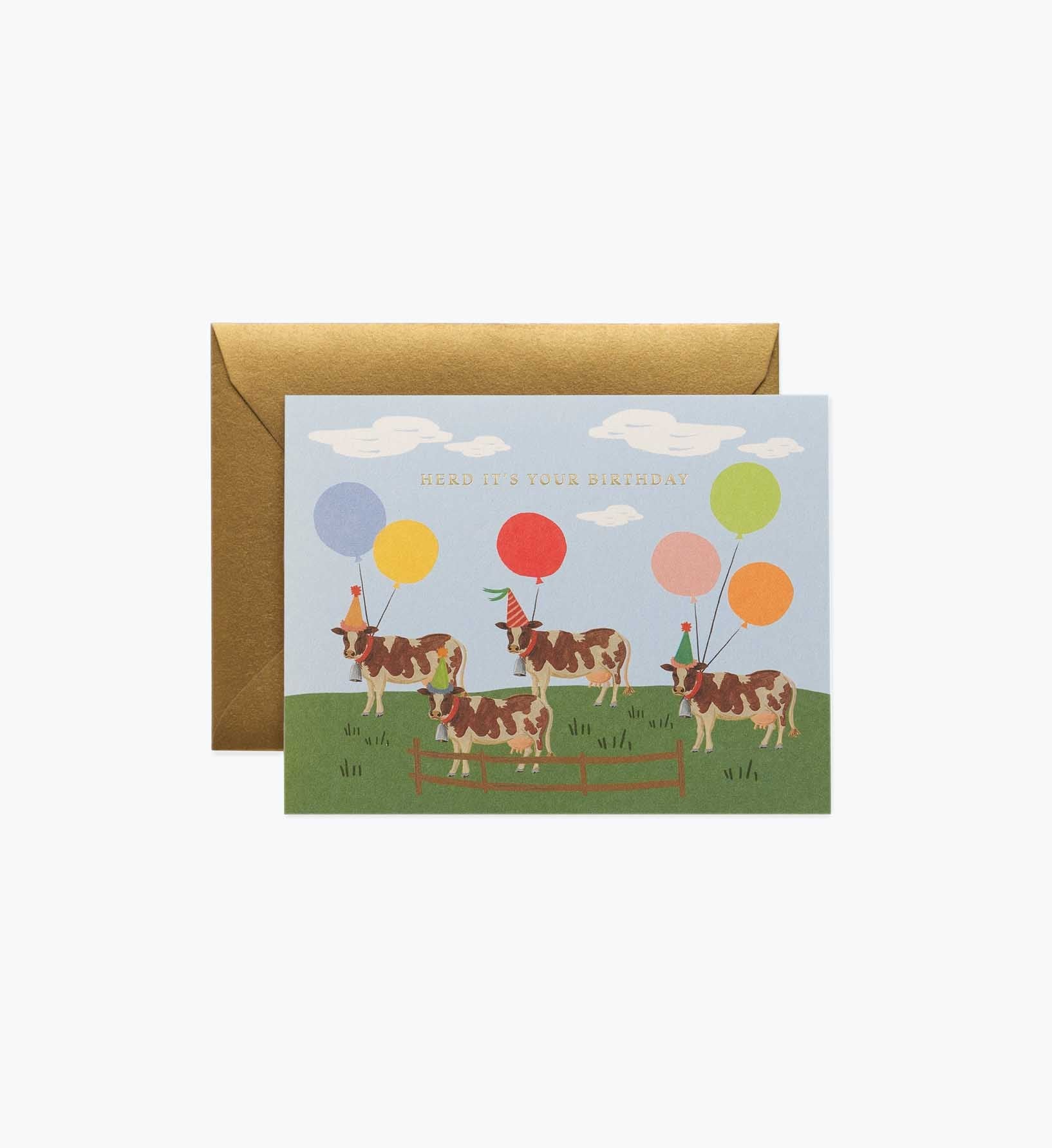 Herd It's Your Birthday Card - Single Card - Greeting Card with Envelope
