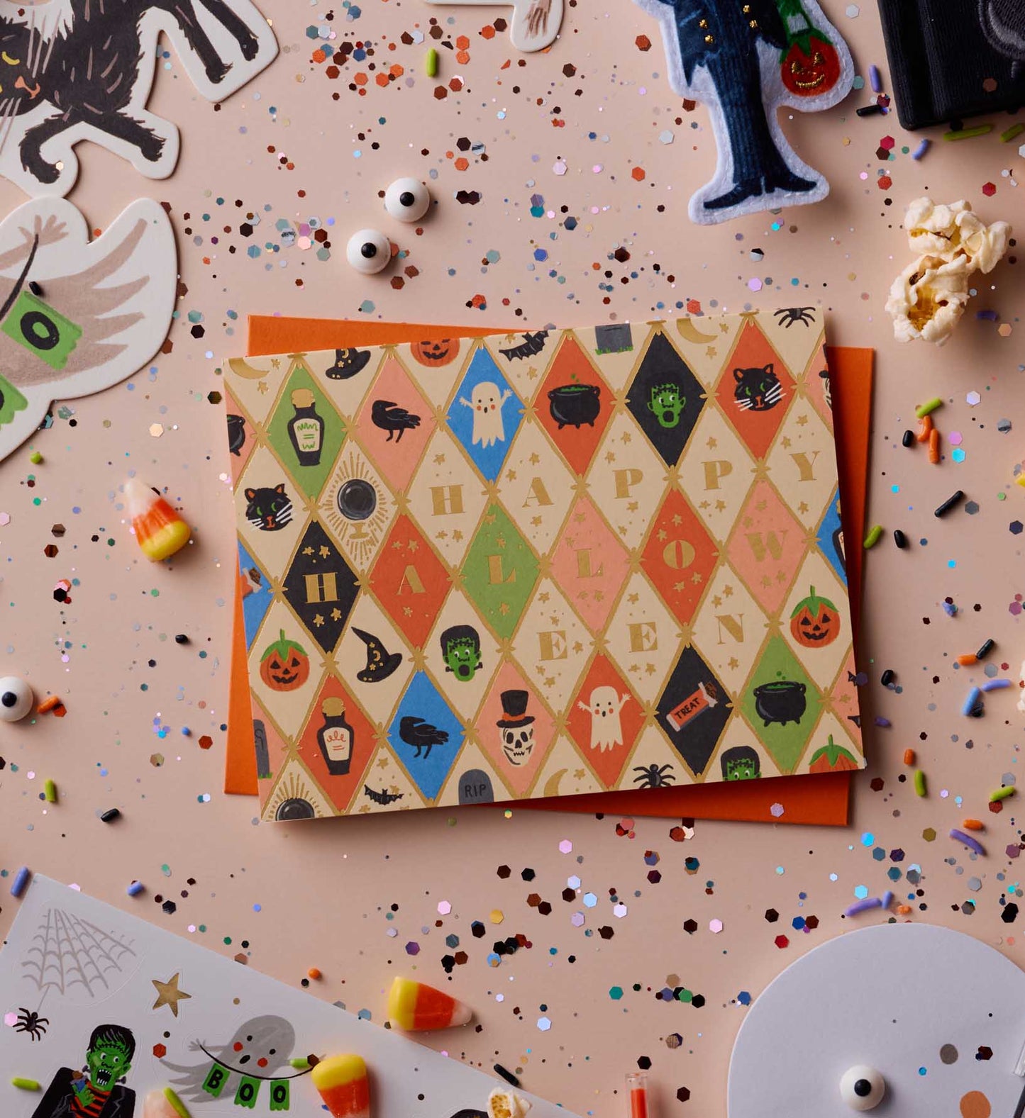 Halloween Argyle Halloween Card - Single Card