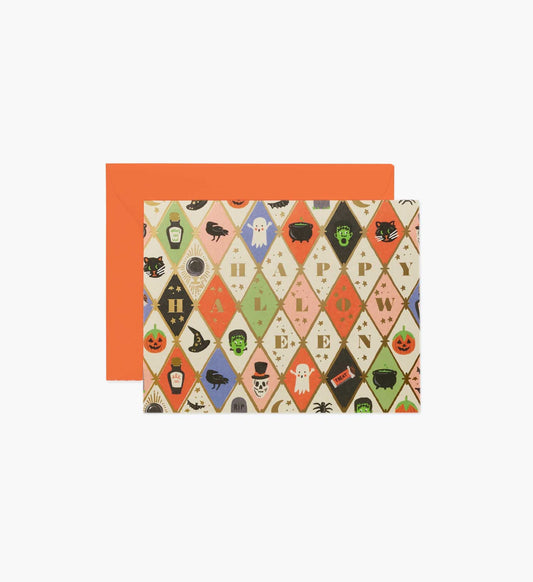 Halloween Argyle Halloween Card - Single Card - Halloween Greeting Card