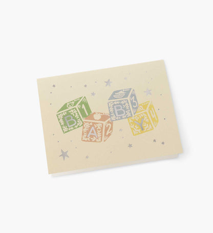 Classic Baby Blocks Baby Card - Single Card